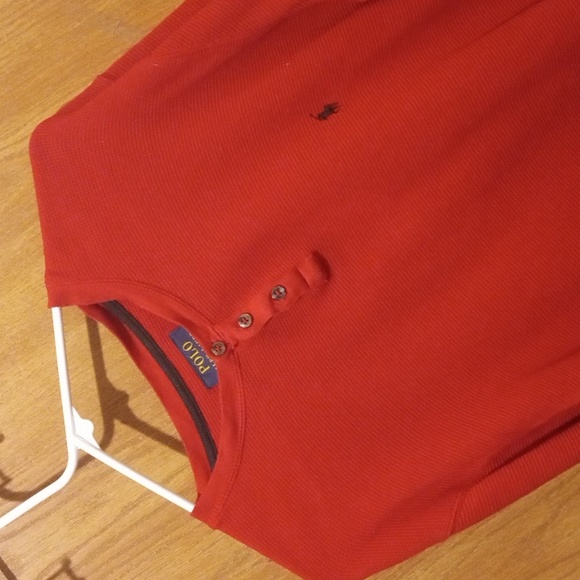 Polo Ralph Lauren Cotton Long Sleeve Logo Shirt Thermal Textured Red ♥️ - Picture 14 of 14